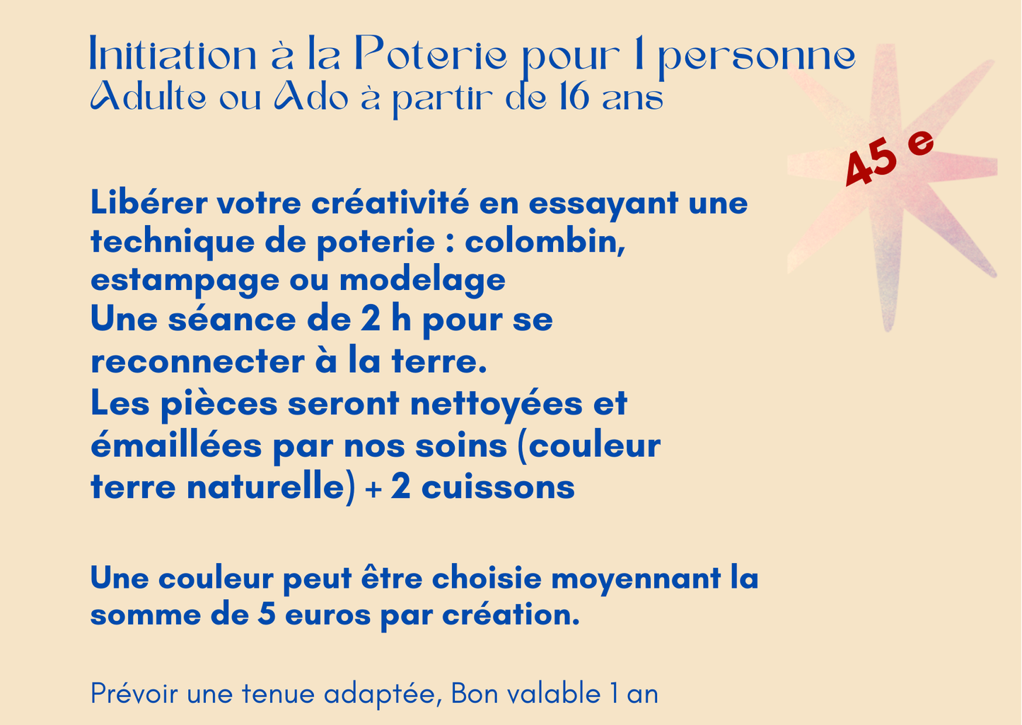 1- INITIATION A LA POTERIE / Adultes - Ado